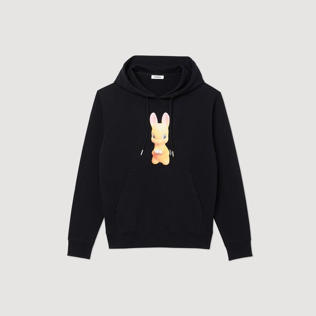Sweat à capuche imprimé lapin