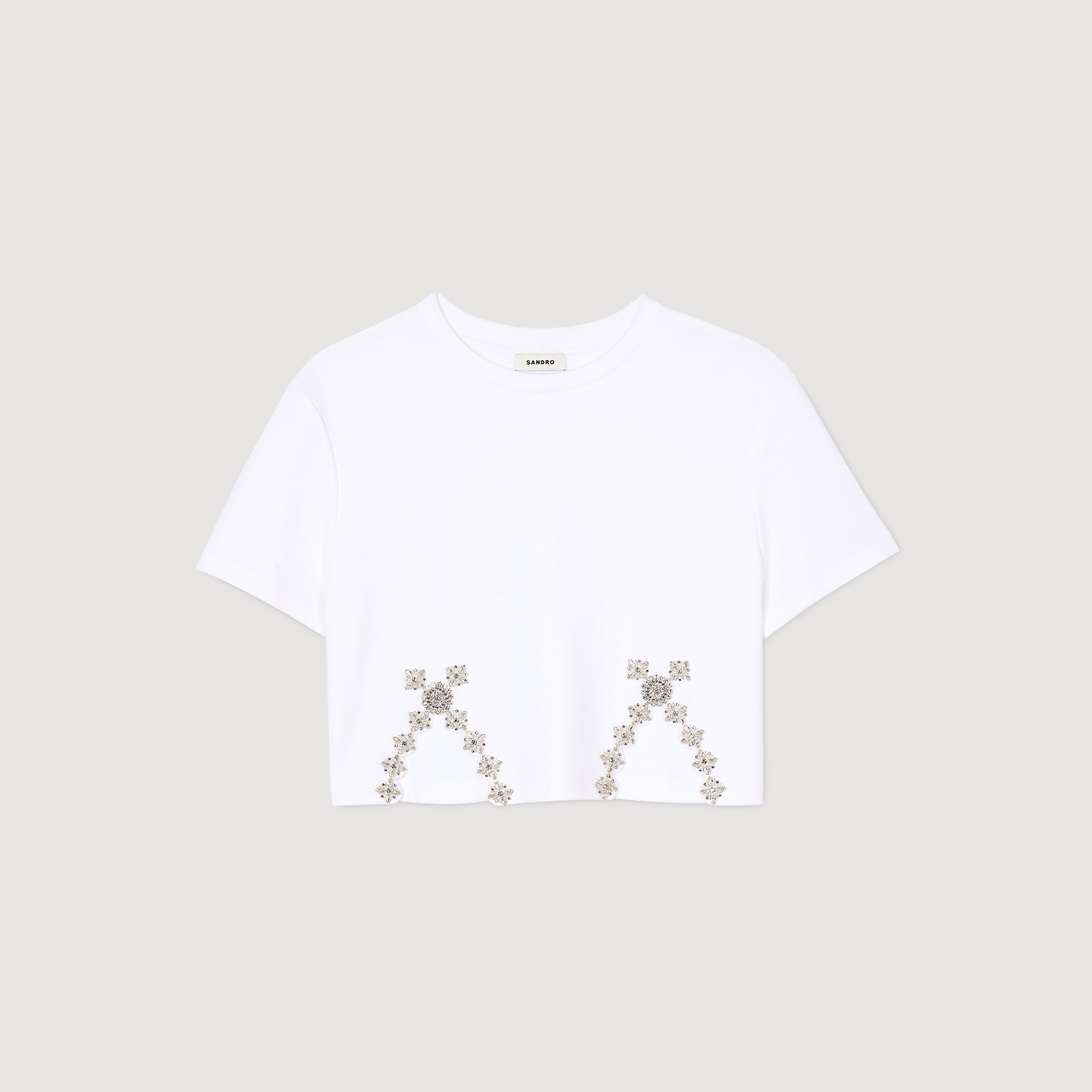 T-shirt court orné de strass