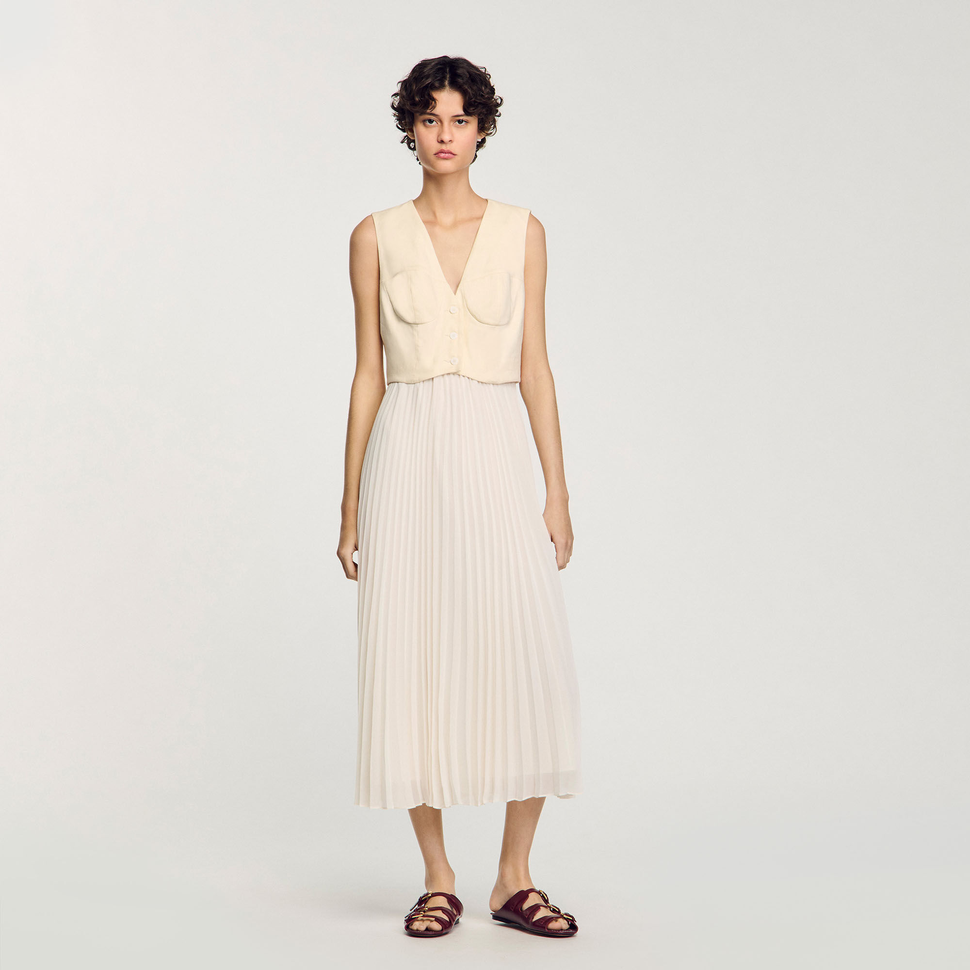 Robe longue plissée