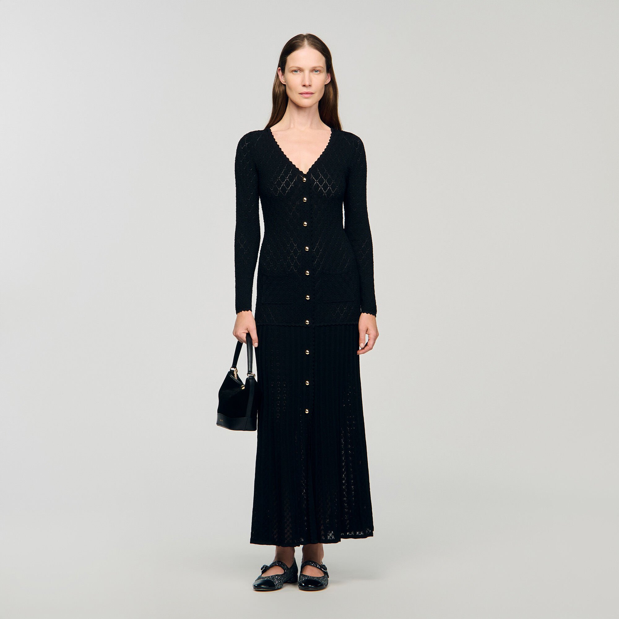 Robe longue en maille fantaisie