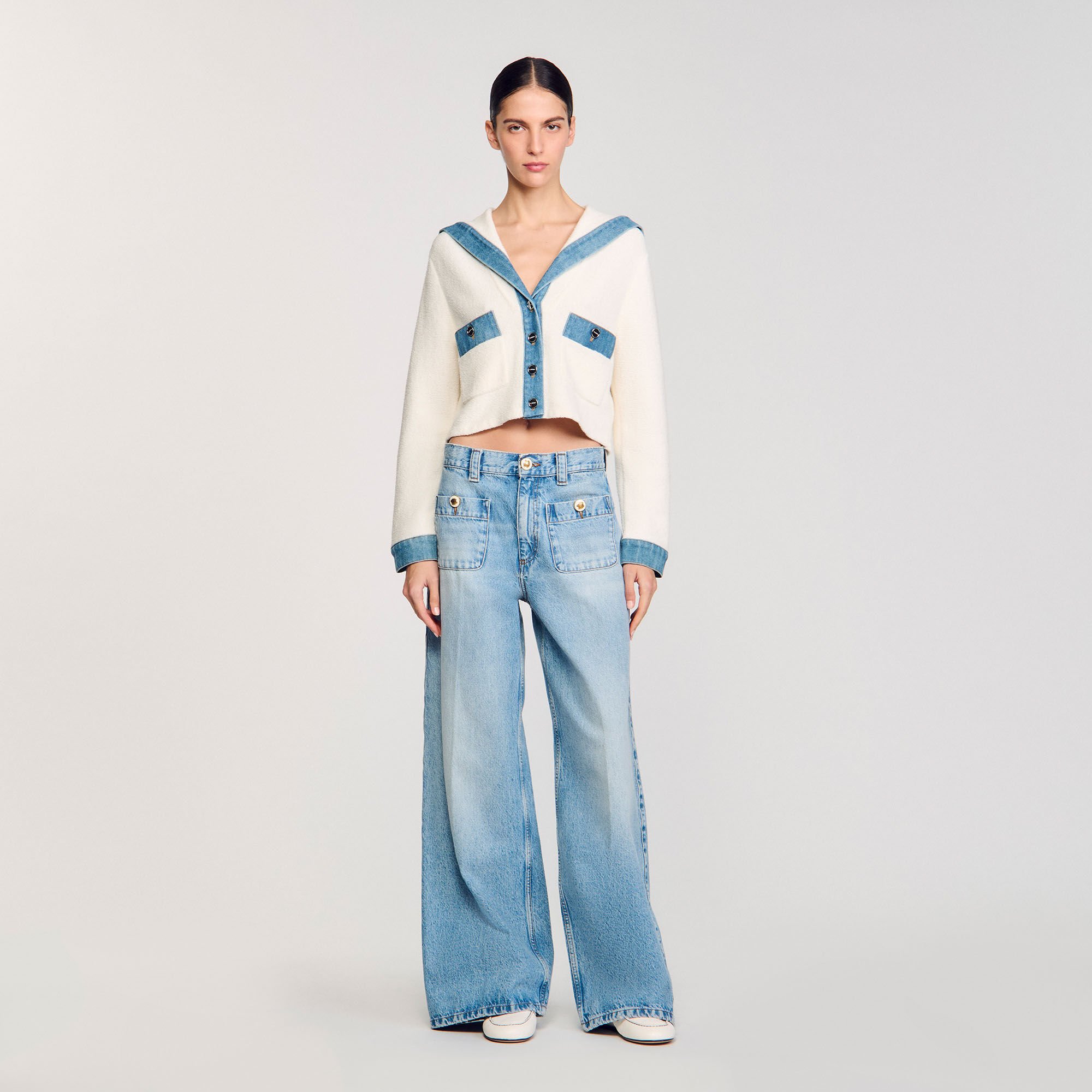 Cardigan à détails denim