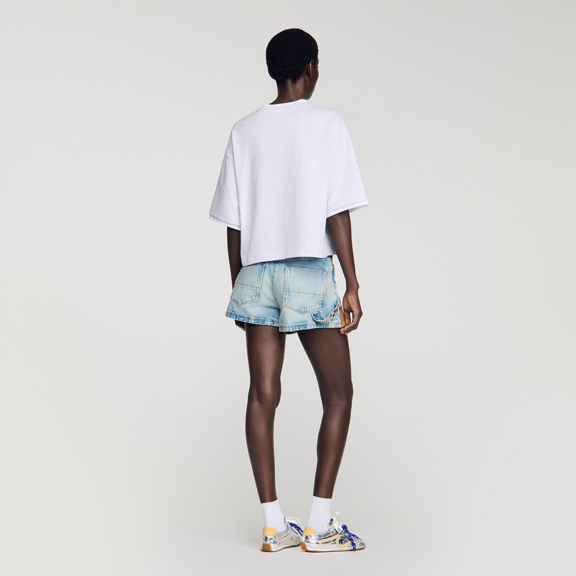 T-shirt en coton &agrave; logo brod&eacute;