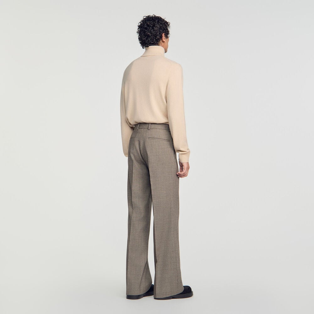 Sandro Pantalon de costume en laine – Marron – vue 5