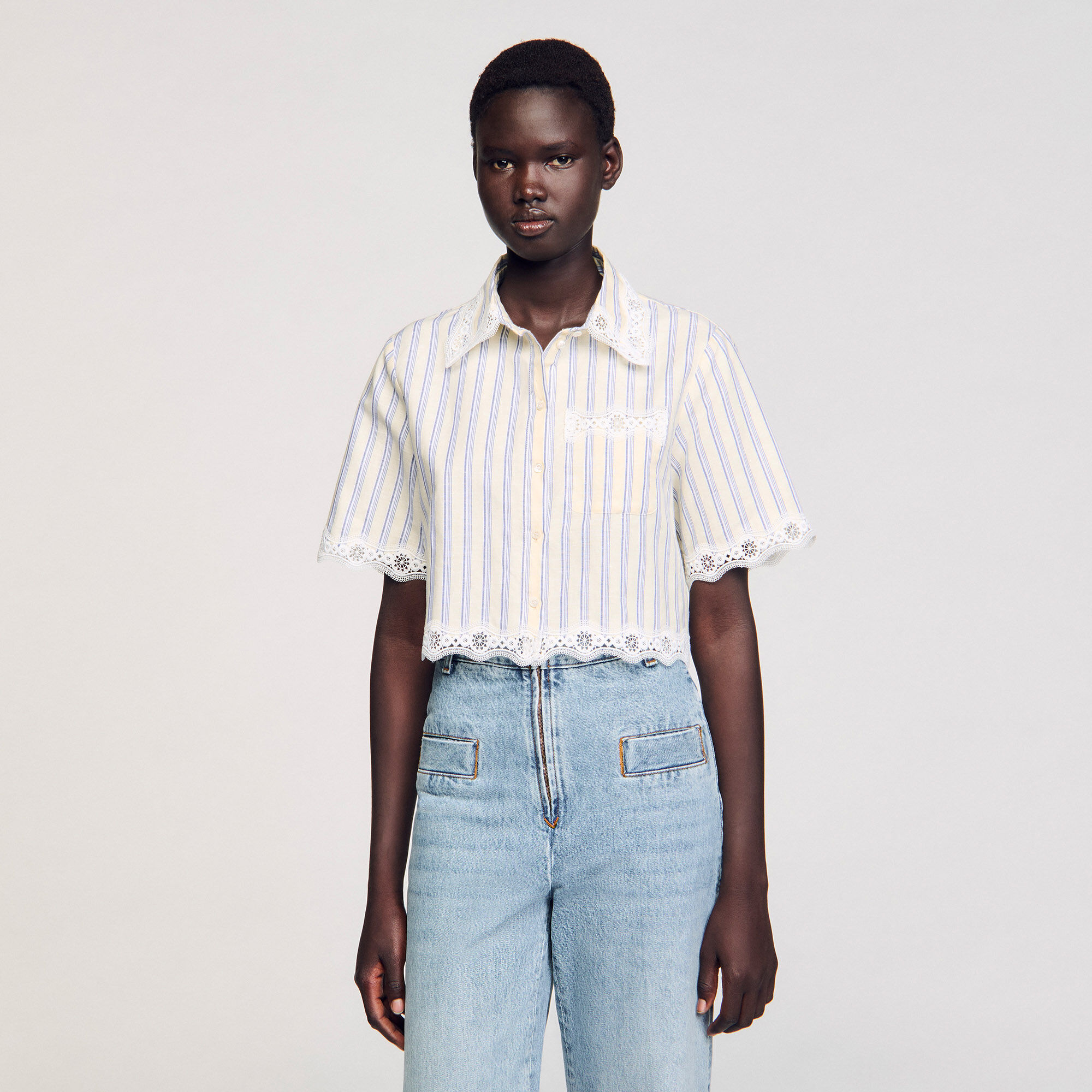 Chemise courte à rayures