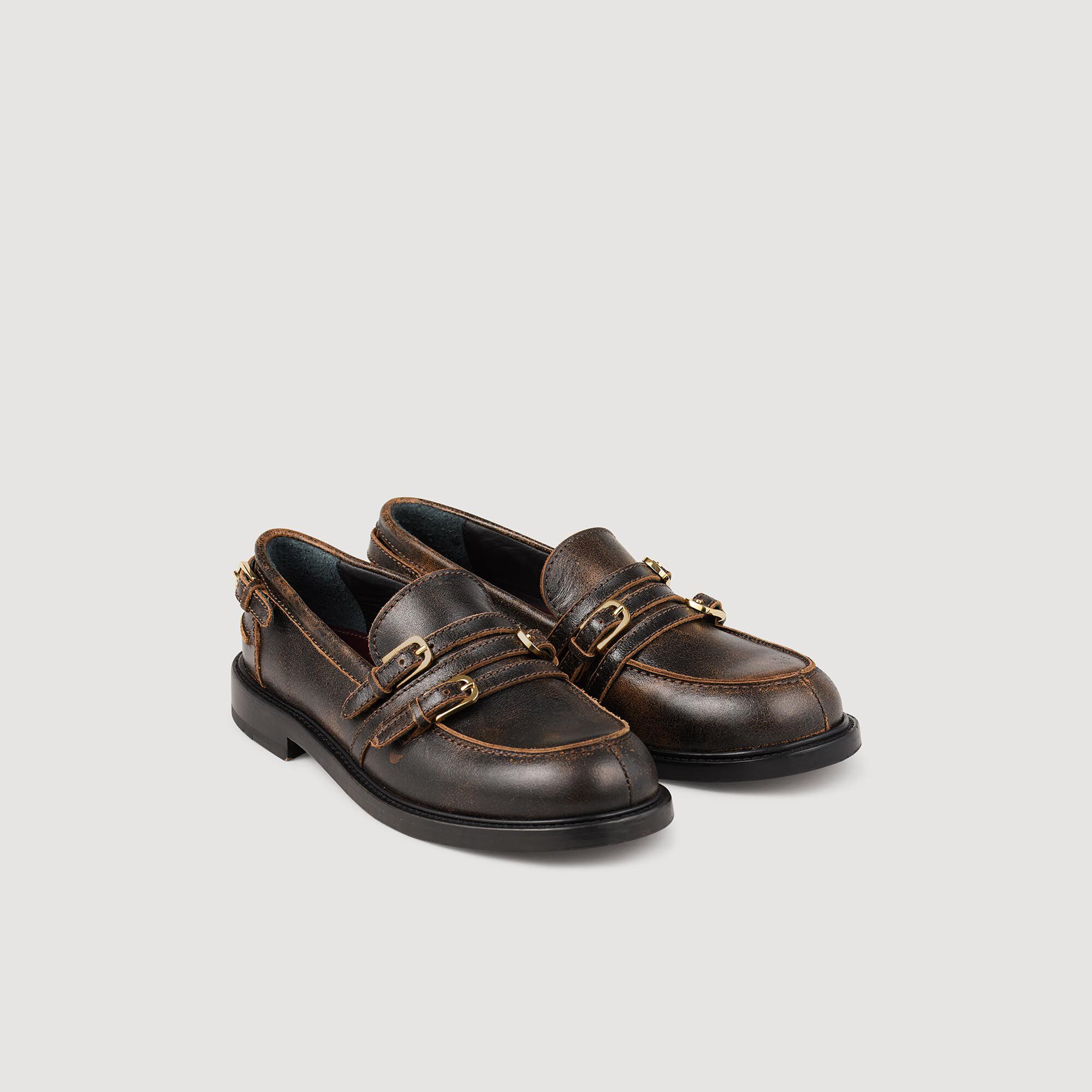 Mocassins en cuir patiné | Sandro FR