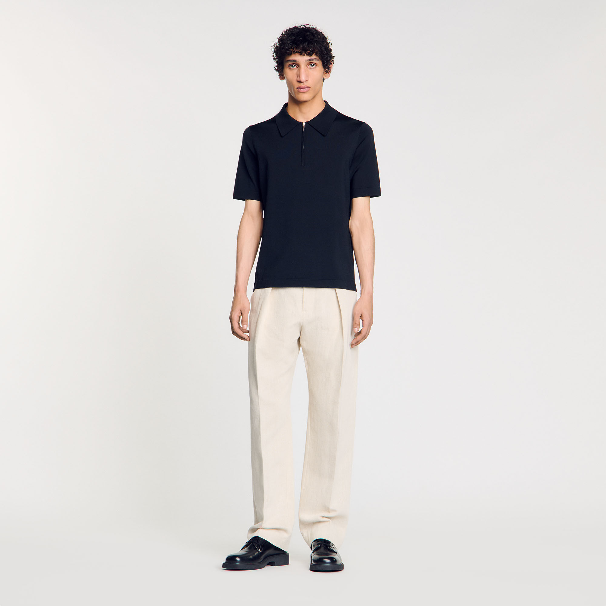 Polo en maille à col zippé