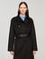 Manteau long en laine et cuir