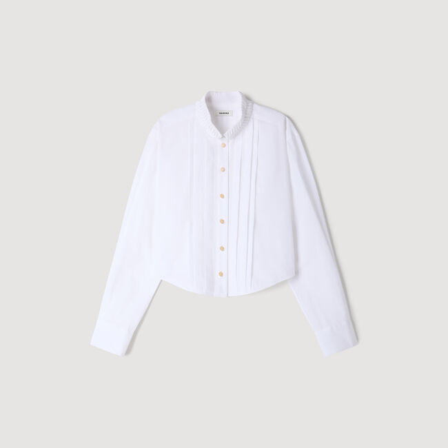 Chemise &agrave; plis &agrave; col effet origami