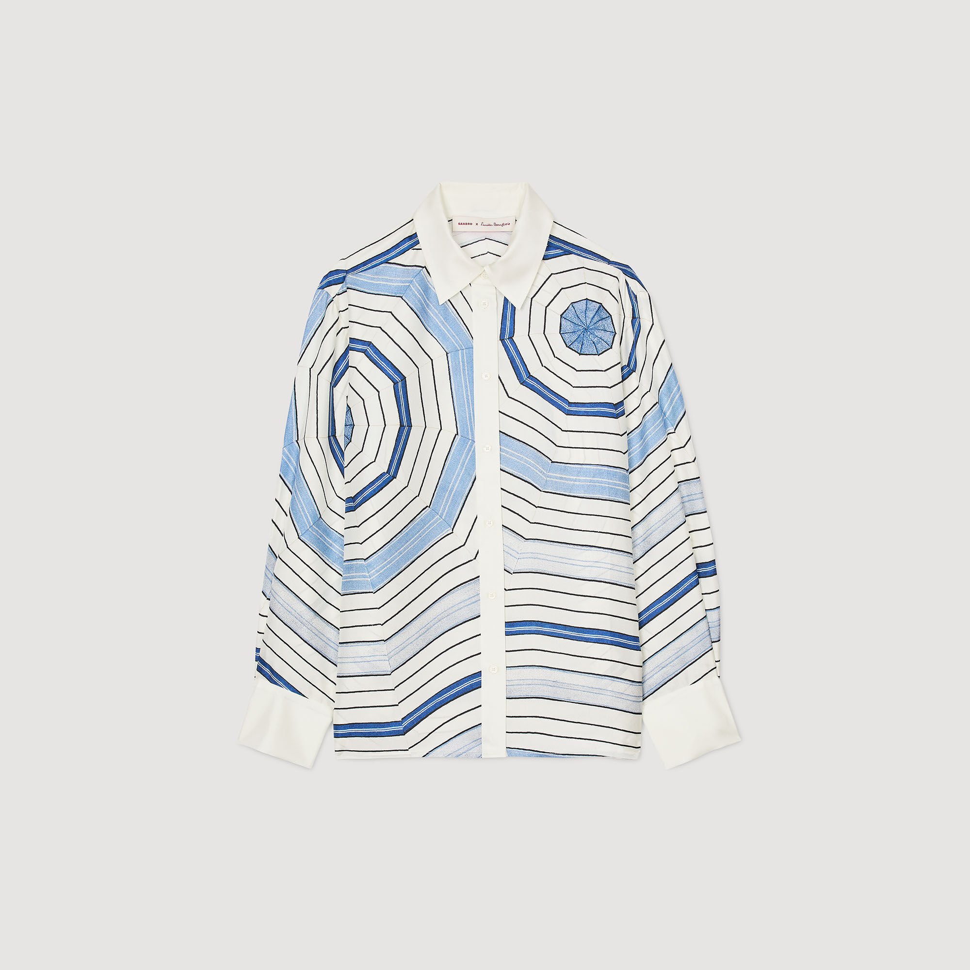 Chemise en soie à imprimé spirales