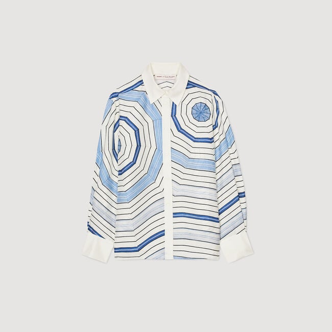 Chemise en soie à imprimé spirales