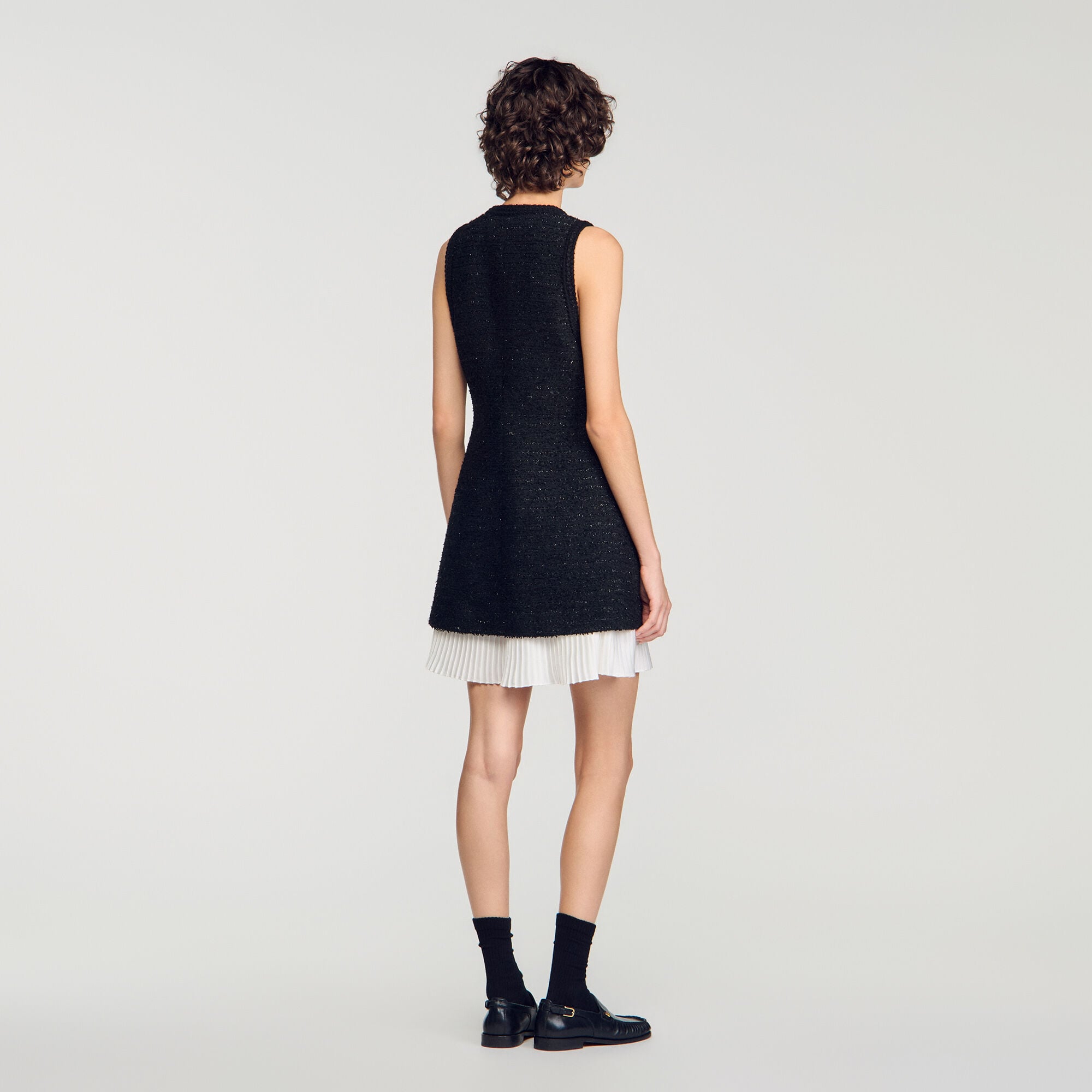 Robe courte bicolore en tweed - Femme | Sandro Paris