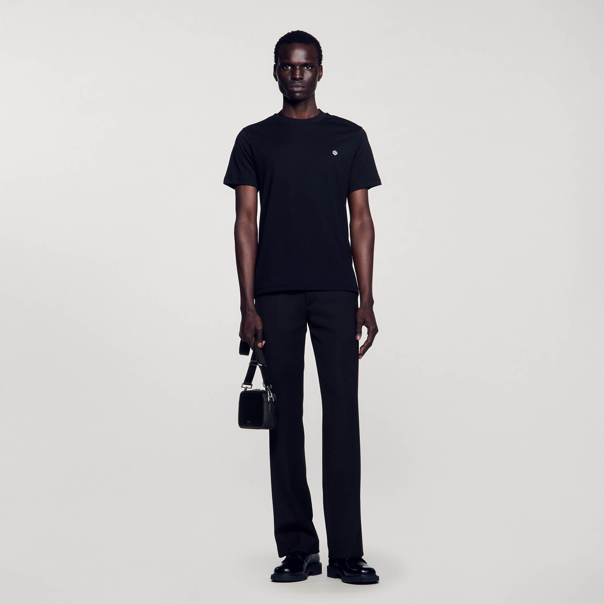 Blouson en cuir gris noir pour homme Sandro Paris