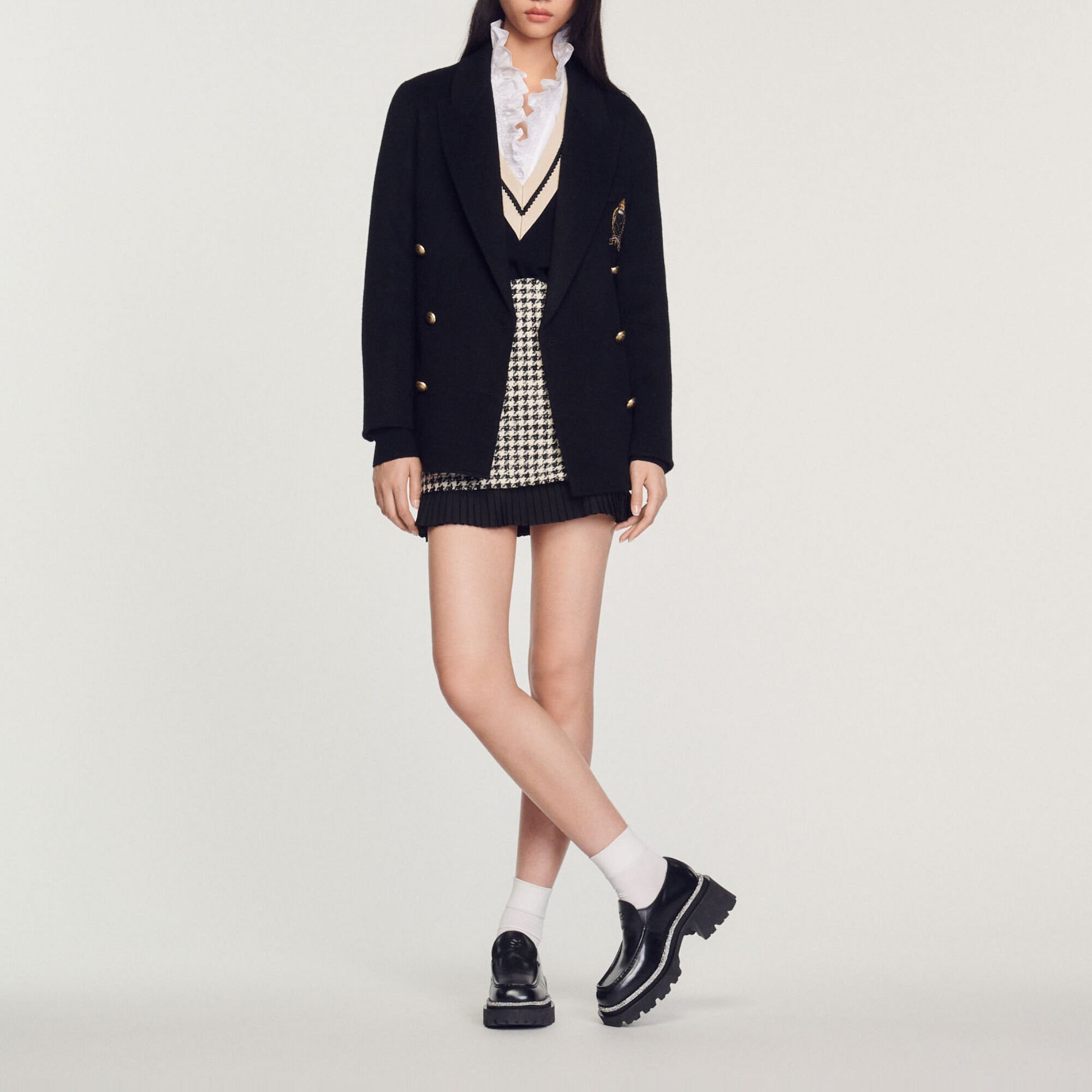 Pull au col V contrasté