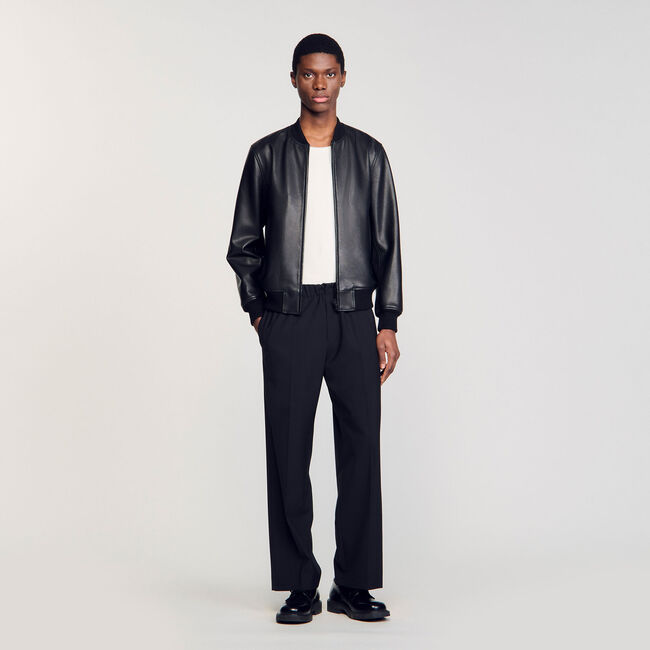 Blouson cuir chèvre col teddy