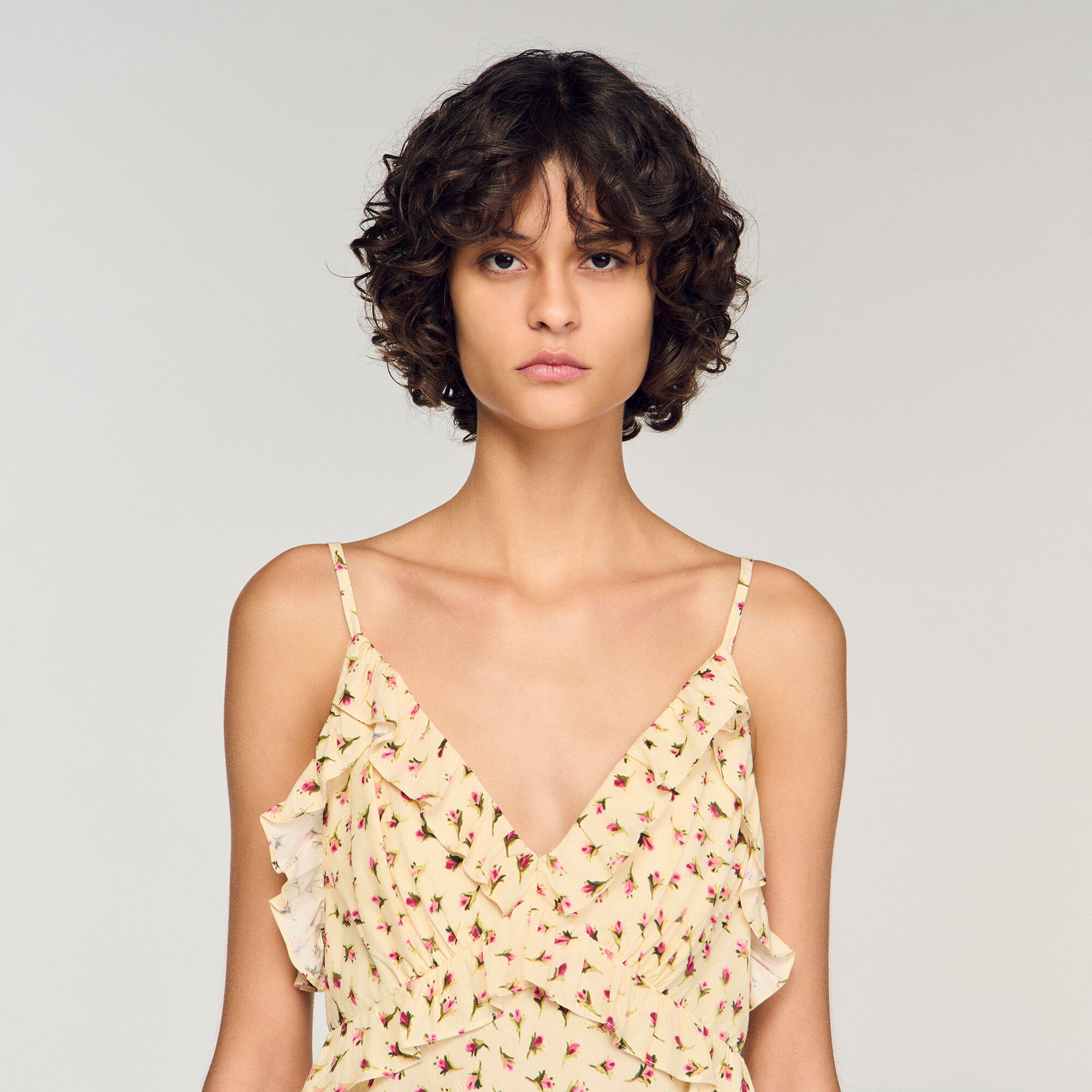 Robe longue imprim&eacute; fleur 
