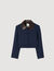 Veste courte à col en cuir 