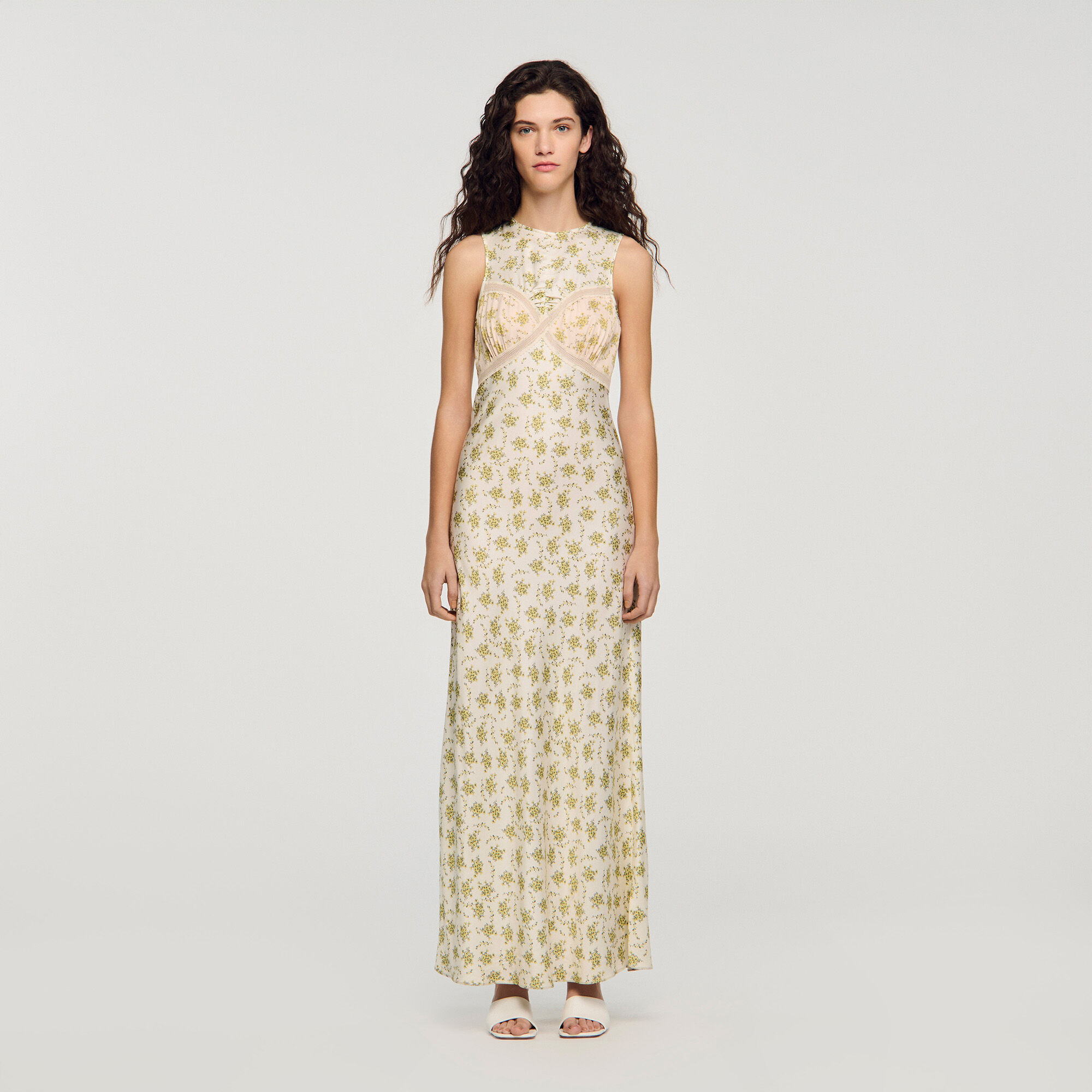 Robe longue &agrave; imprim&eacute; fleur 