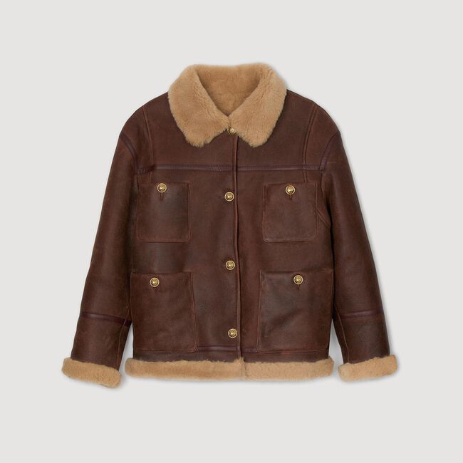 Veste en peau lainée