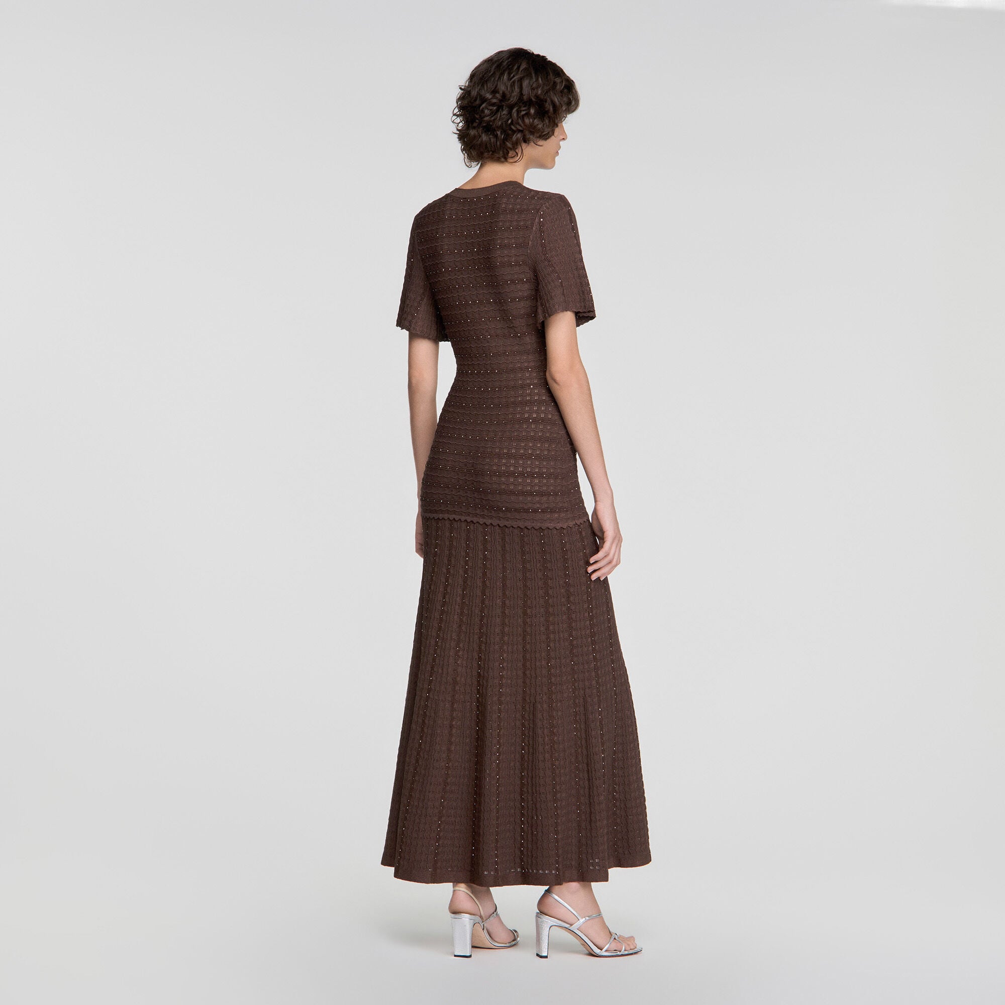 Robe longue maille strass&eacute;e - Femme | Sandro Paris