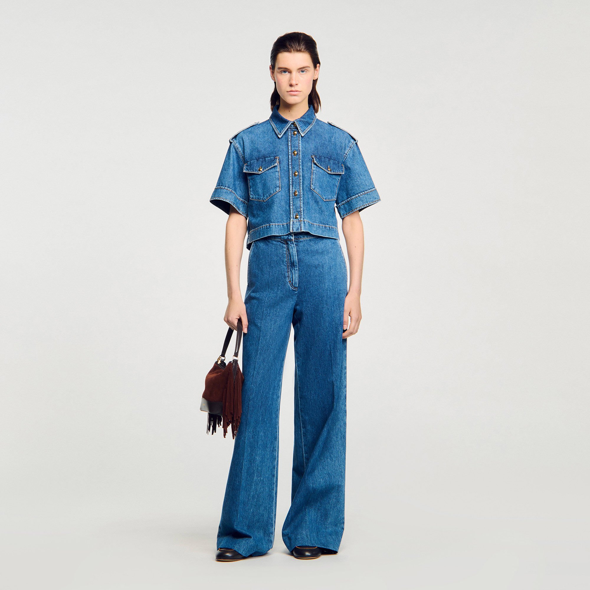 Chemise courte en denim