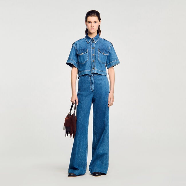 Chemise courte en denim