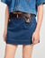 Jupe courte en denim et cuir