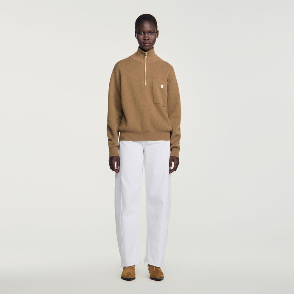 Sandro Pull laine et cachemire – Camel – vue 2
