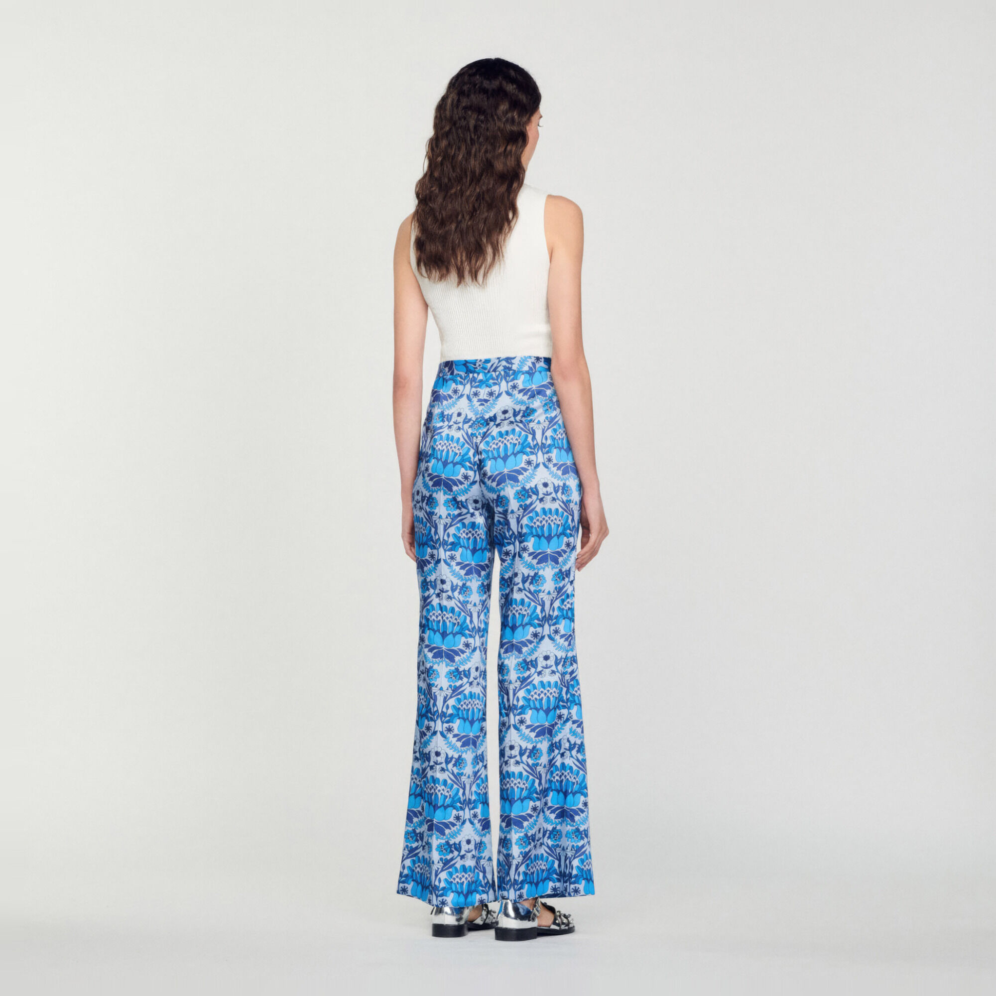 Pantalon fluide imprim&eacute; foulard