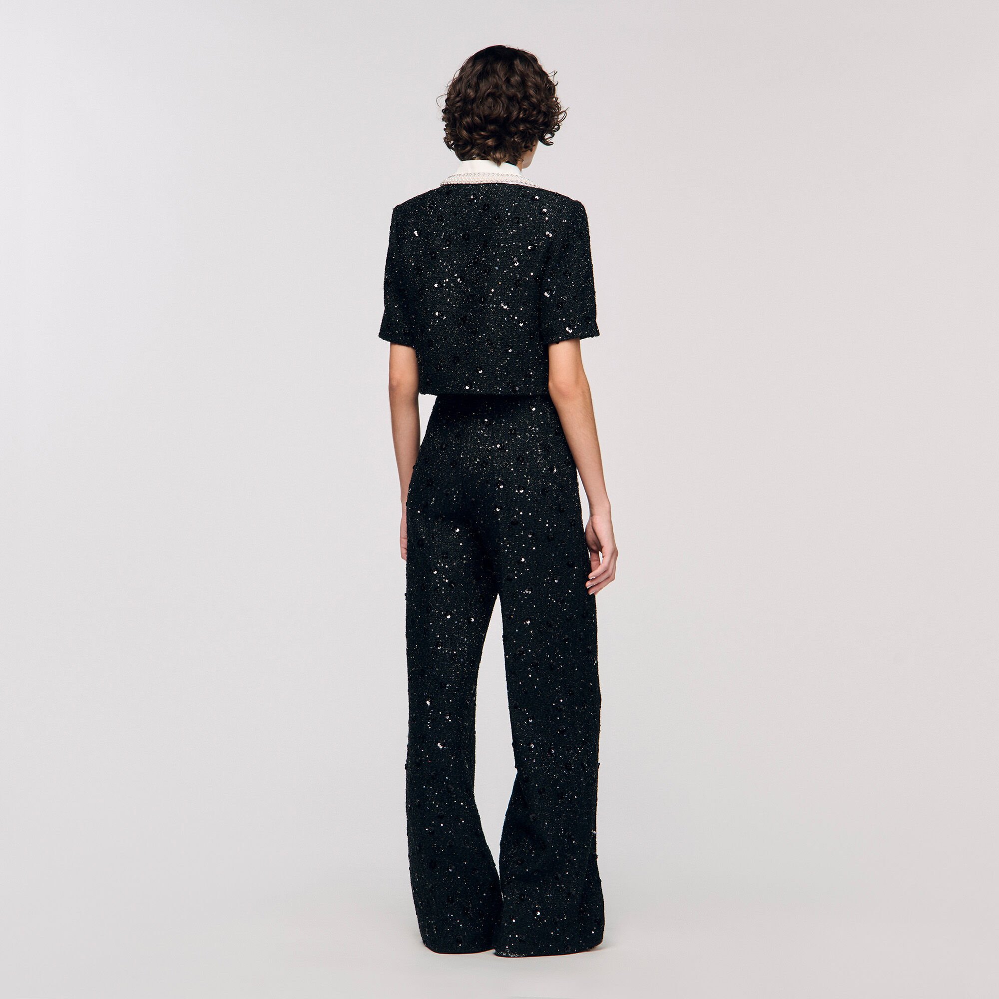 Veste courte en tweed strassé