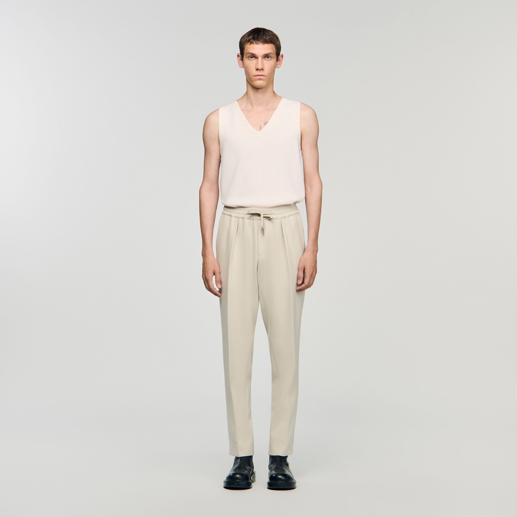 Pantalon droit élastiqué