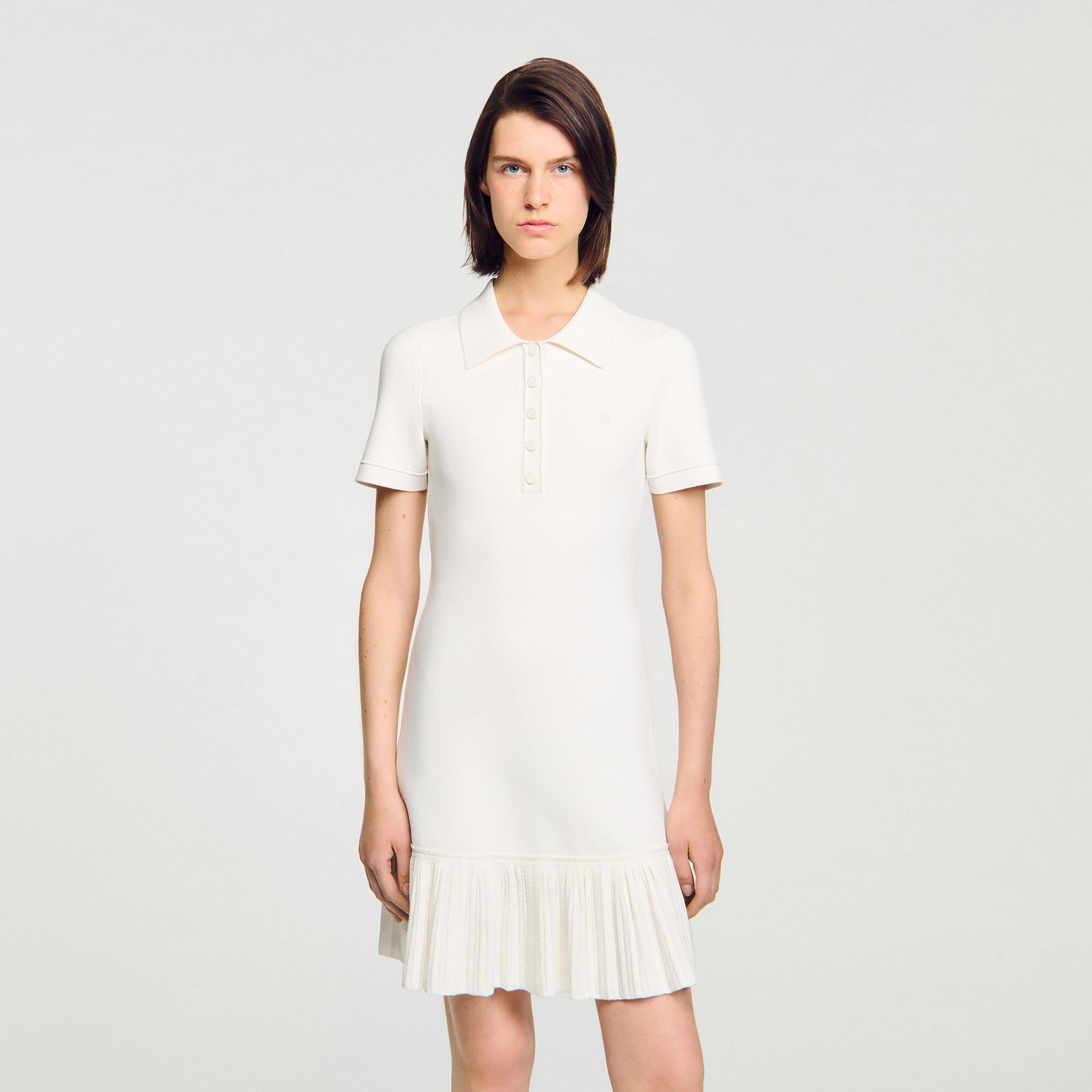 Robe courte en maille col polo