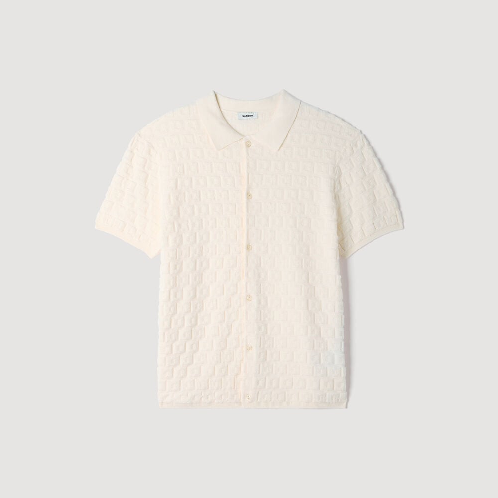 Sandro Cardigan en maille éponge – Ecru – vue 6