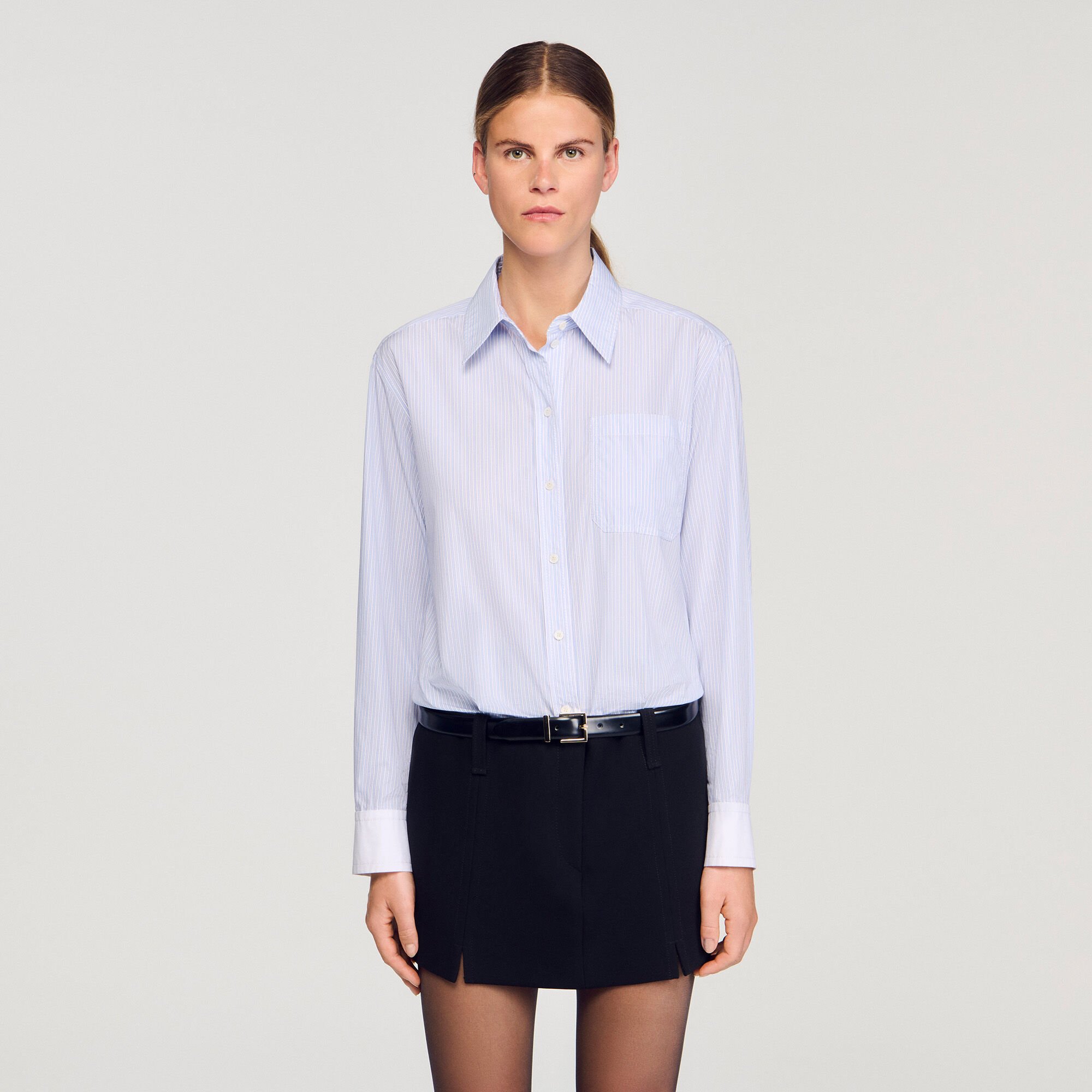 Robe courte bimatière col chemise