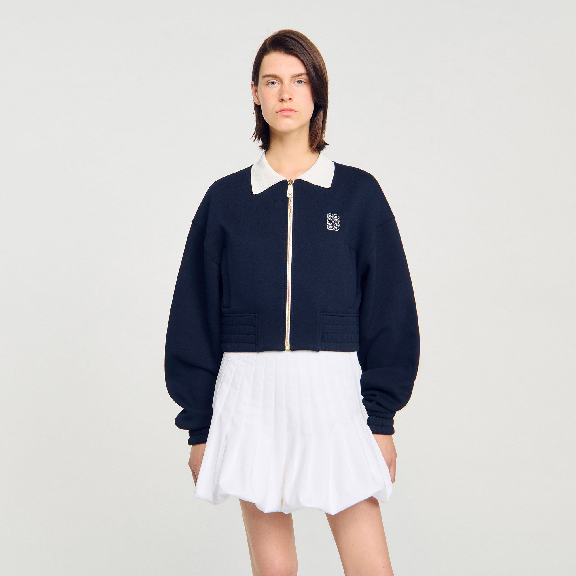 Sweatshirt court bicolore