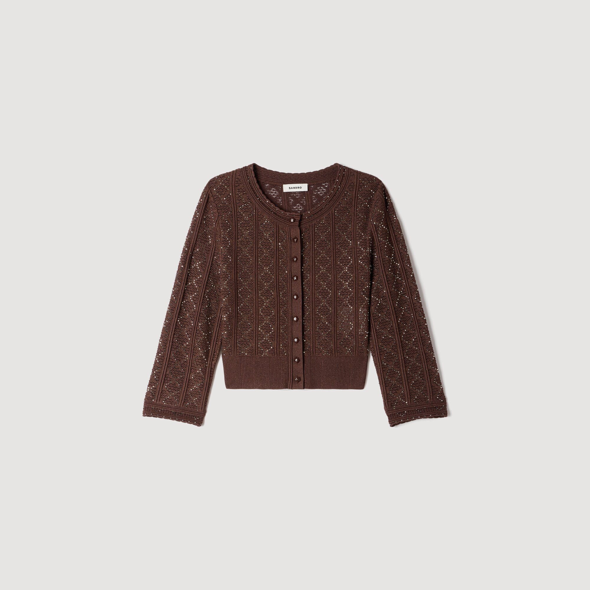 Cardigan court en maille strass&eacute;e - Femme | Sandro Paris