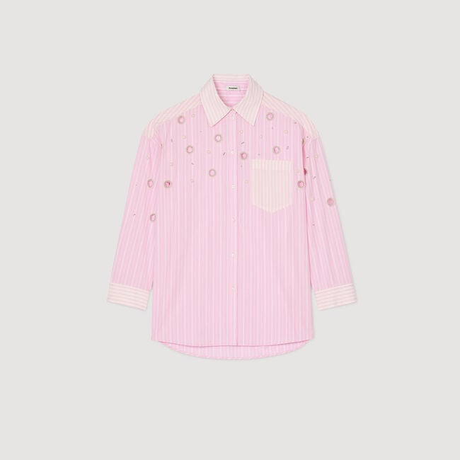 Chemise strassée à rayures