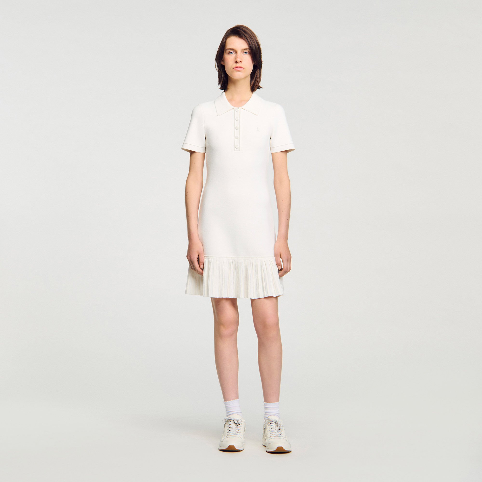 Robe courte en maille col polo