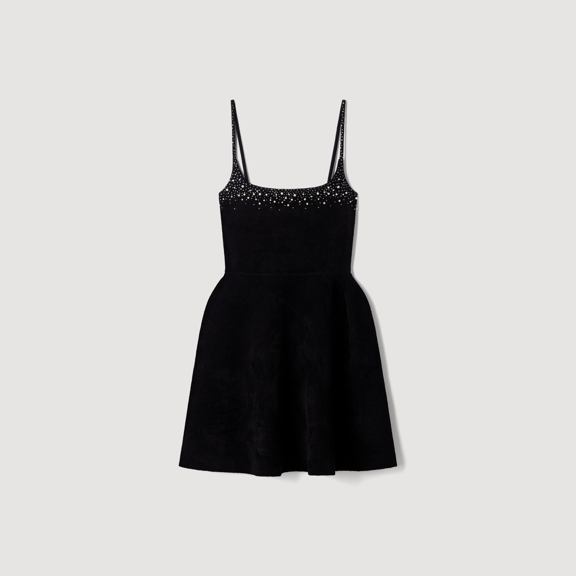 Robe courte en velours &agrave; strass - Femme | Sandro Paris