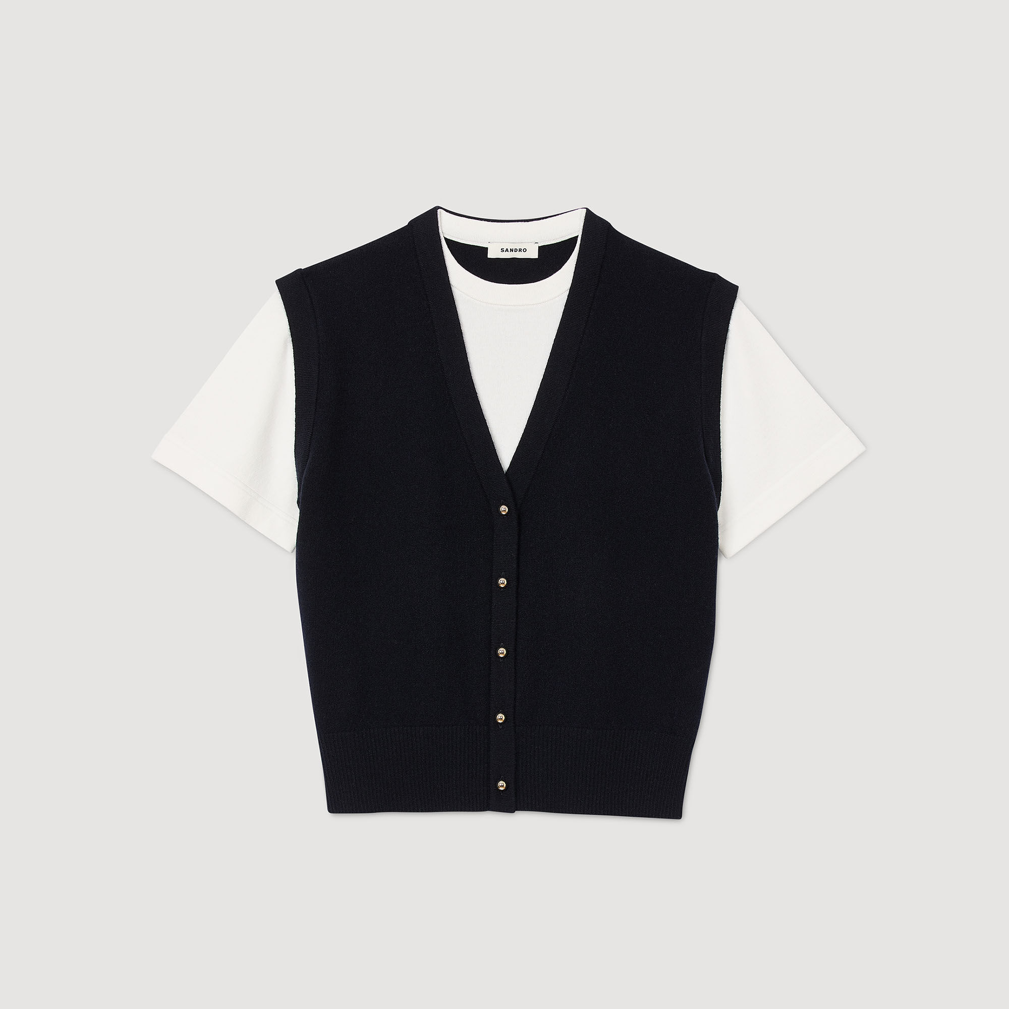 Pull bicolore en laine et cachemire 