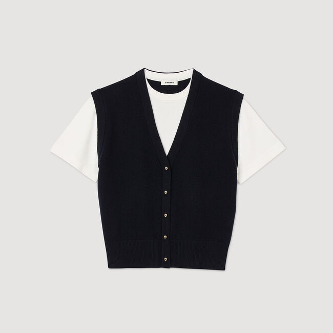 Pull bicolore en laine et cachemire 
