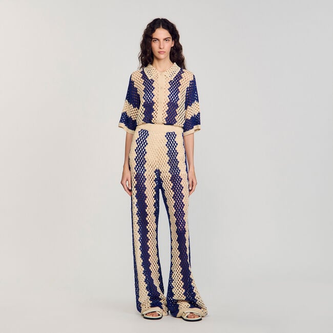 Pantalon en maille bicolore