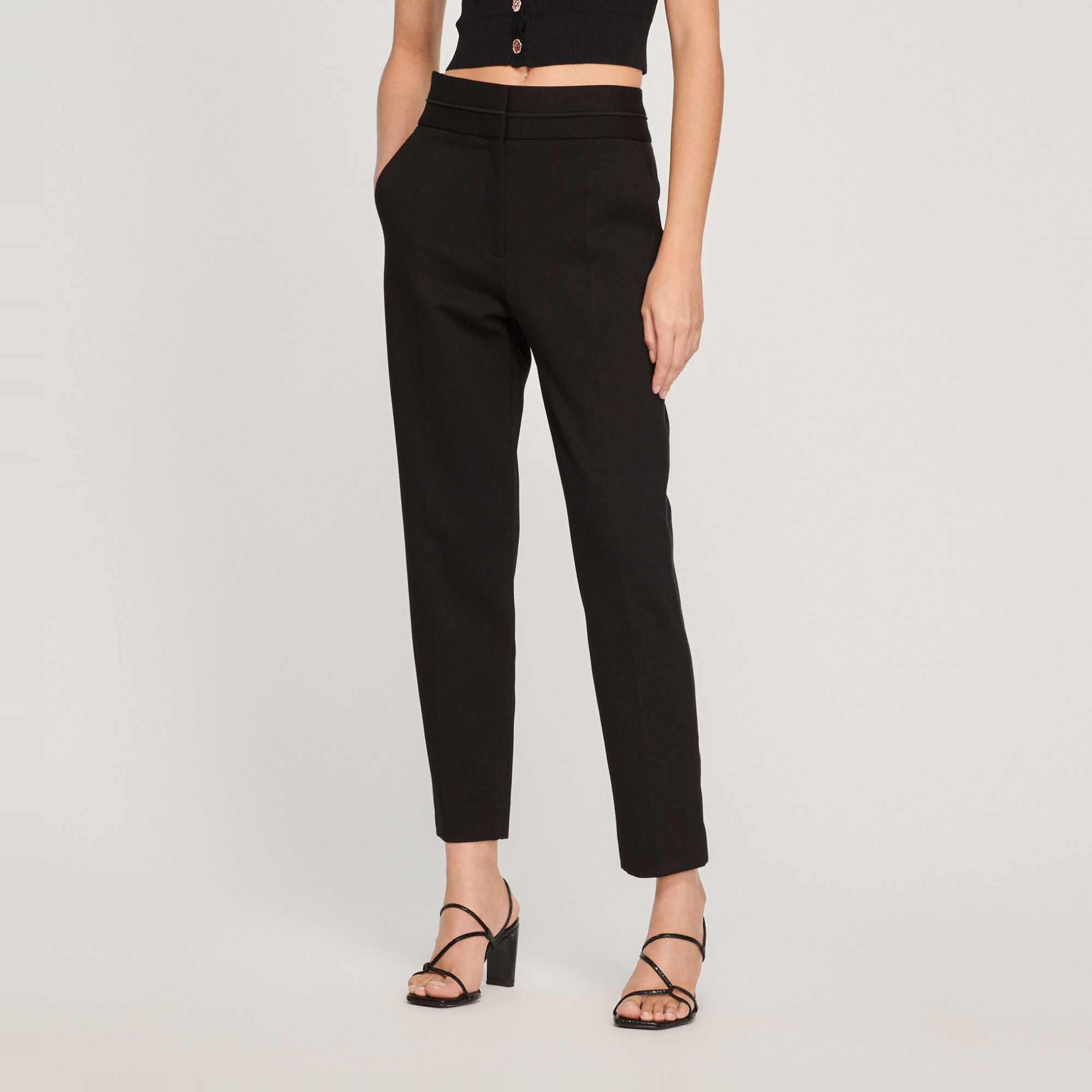 Pantalon classique taille haute Black Gray Sandro Paris