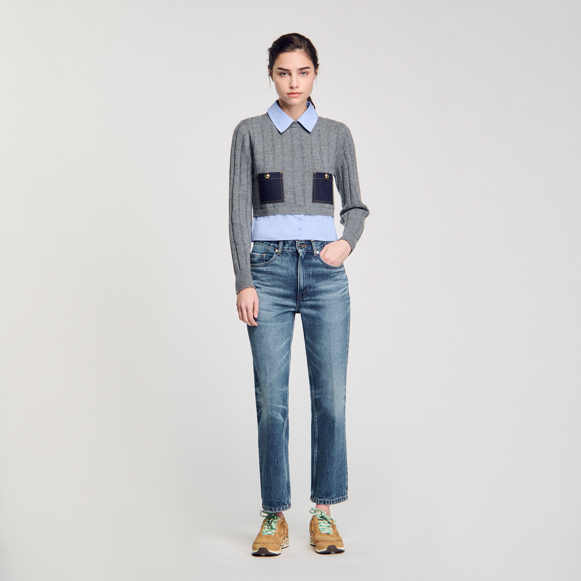 Pull court en laine et cachemire
