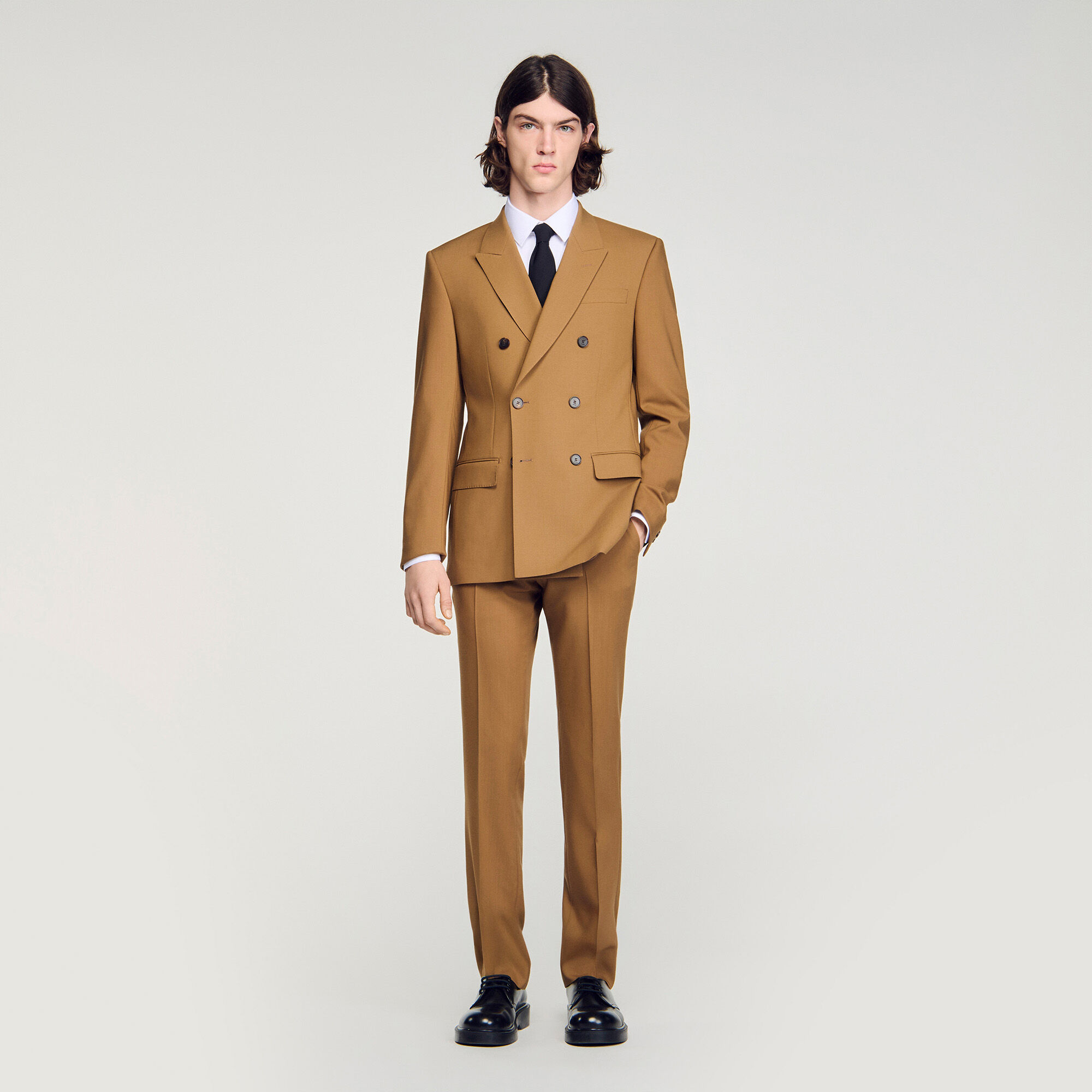 Veste de costume crois&eacute;e en laine
