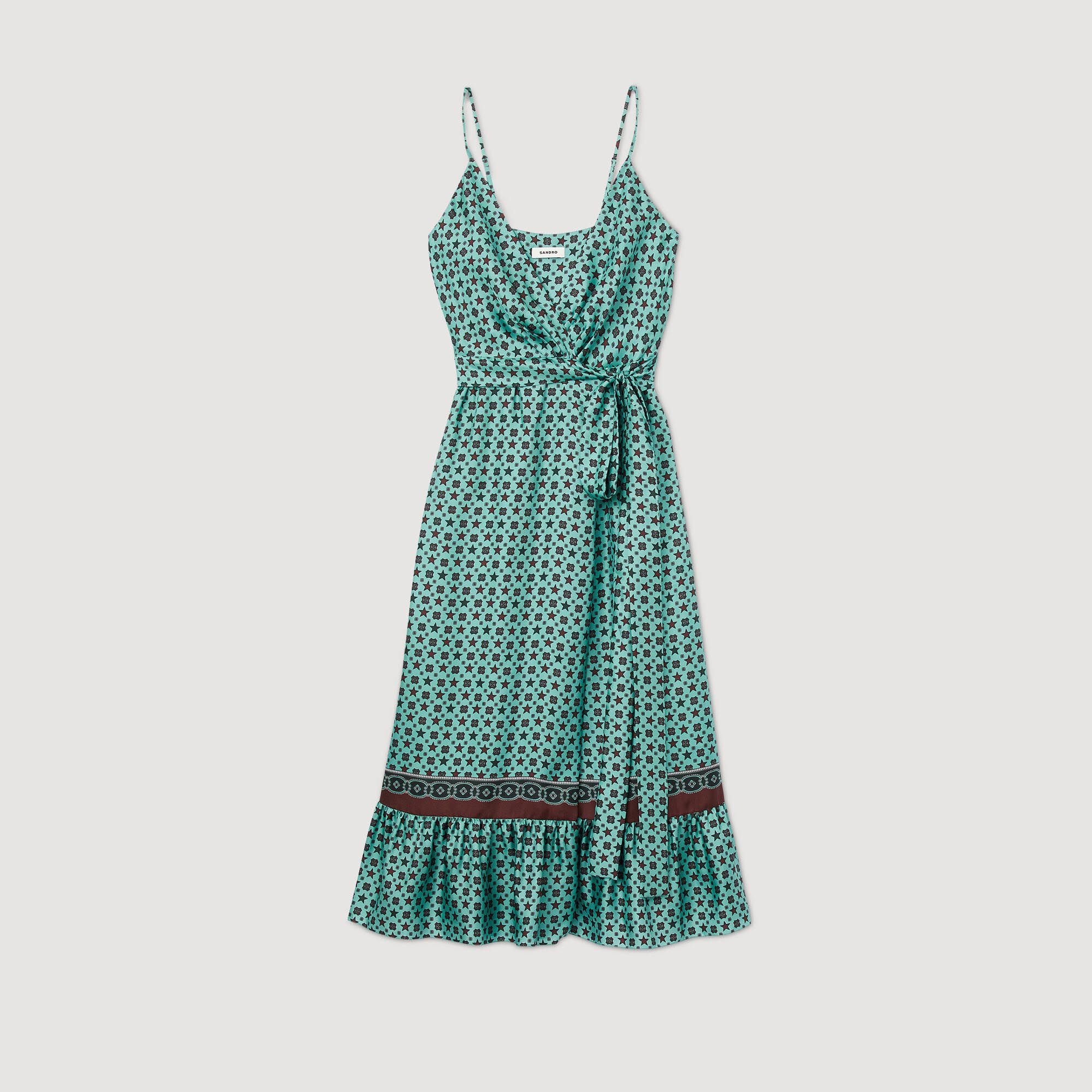 Robe midi satinée imprimée