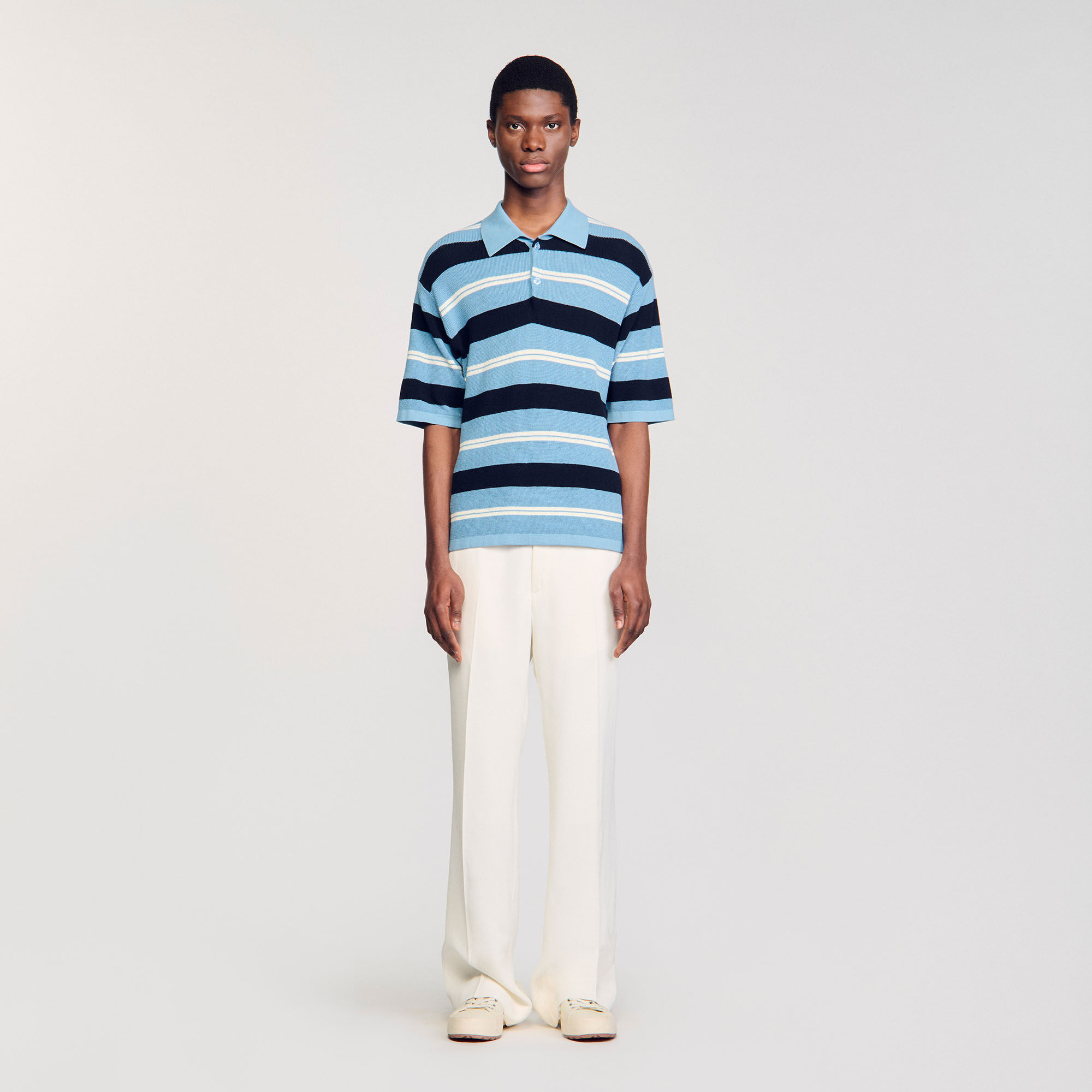 Polo rayé en maille