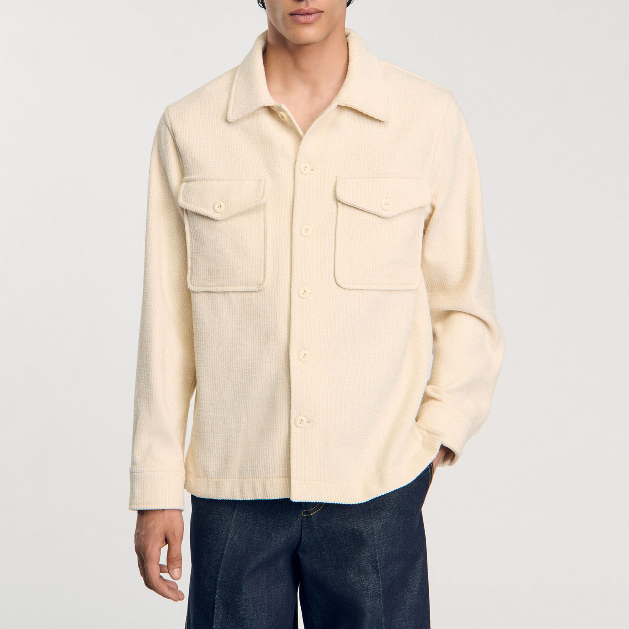 Surchemise en velours c&ocirc;tel&eacute; - Homme | Sandro Paris