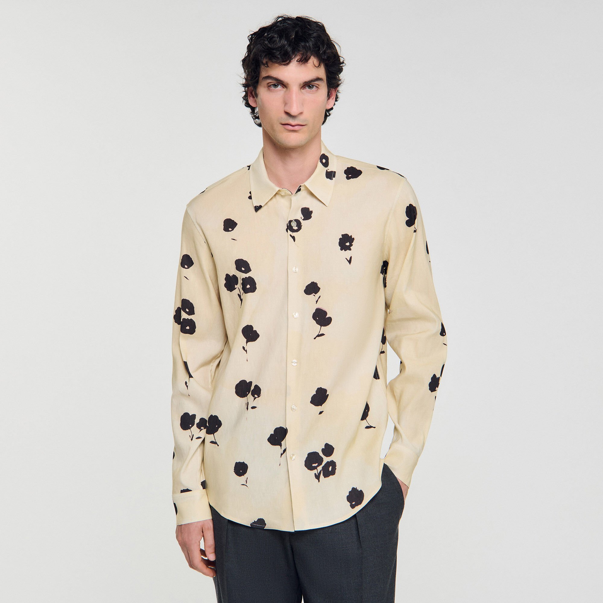 Chemise en lin imprimé fleur