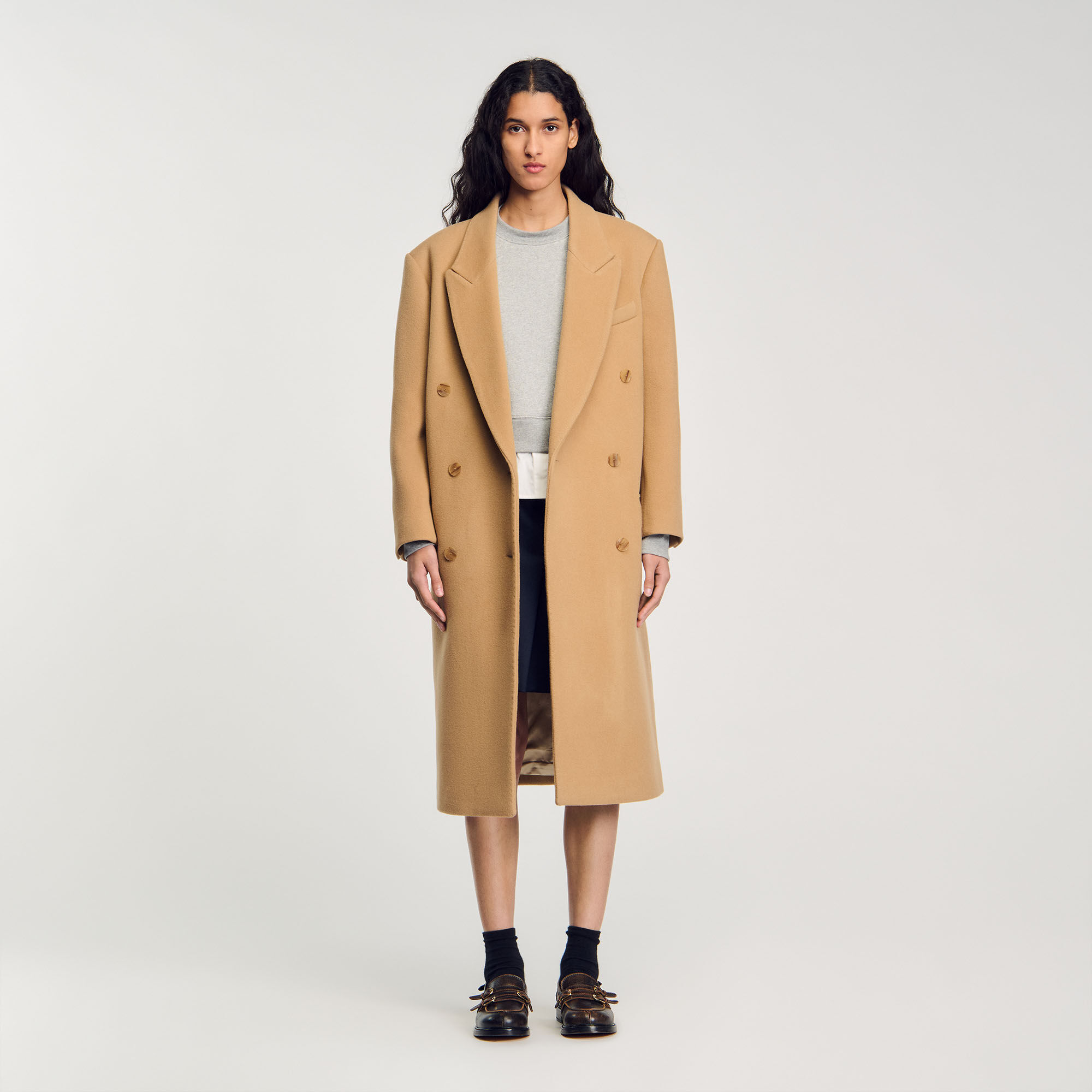 Manteau long laine beige femme 2025