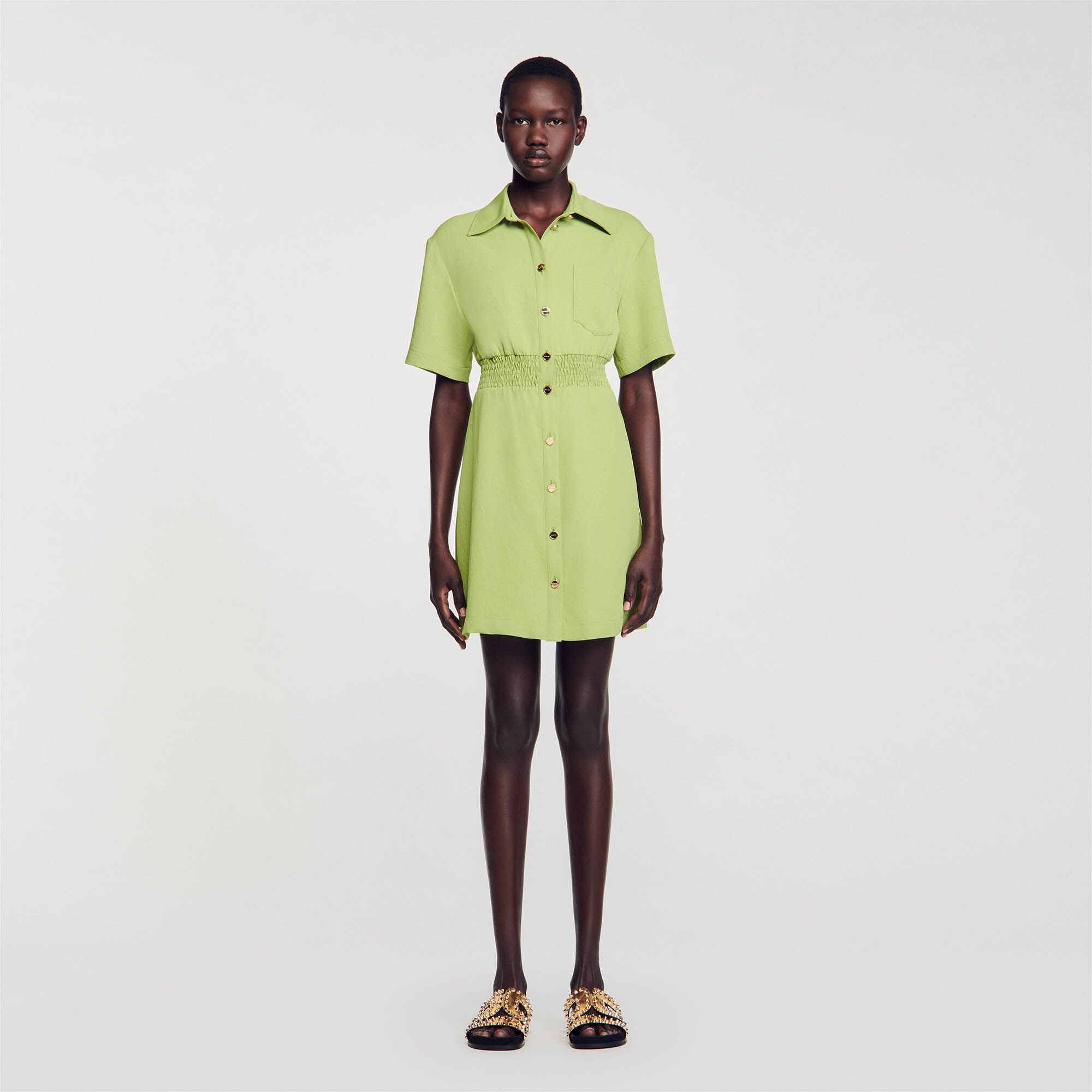 Robe courte boutonnée best sale
